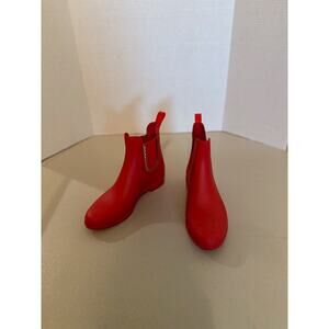 Jack Rogers Sallie Slip On Red Rubber Ankle‎ Rain Boots Women's Size 7
